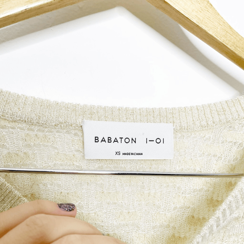 Aritzia 1-01 BABATON Balboa Sweater Crewneck metallic sweater oversized italy XS - Picture 4 of 8